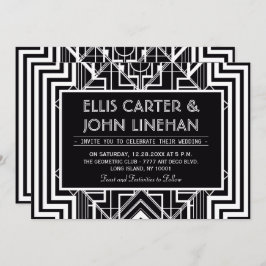 Black Geometric Wedding Invitations Kaart