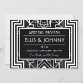 Black Geometric Wedding Programs Kaart (Voorkant)
