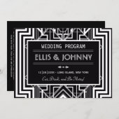 Black Geometric Wedding Programs Kaart (Voorkant / Achterkant)