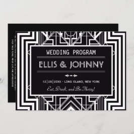 Black Geometric Wedding Programs Kaart