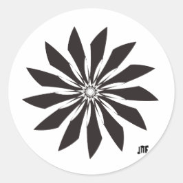 black geometry flower ronde sticker