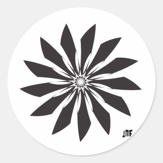 black geometry flower ronde sticker (Voorkant)