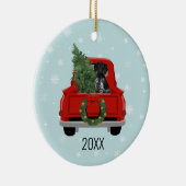 Black German Pointer-kerstrood-vrachtwagen Keramisch Ornament (Rechts)