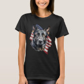 Black German Shepherd 4th Of July Dog  American Fl T-shirt (Voorkant)
