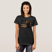 Black German Shepherd American Flag 4 juli Gsd T-shirt (Voorkant volledig)