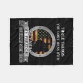 Black German Shepherd American Flag Three Things Y Fleece Deken (Voorkant (Horizontaal))