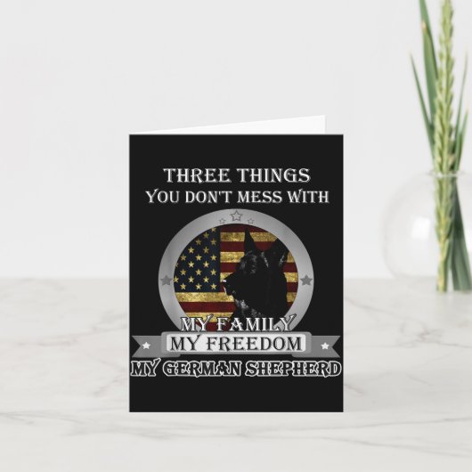 Black German Shepherd American Flag Three Things Y Kaart (Voorkant)
