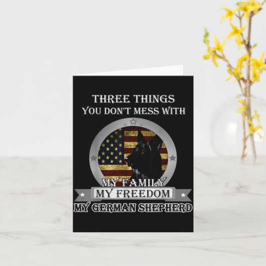 Black German Shepherd American Flag Three Things Y Kaart (Gele Bloem)