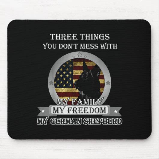 Black German Shepherd American Flag Three Things Y Muismat (Voorkant)