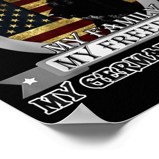 Black German Shepherd American Flag Three Things Y Poster (Hoek)