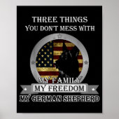 Black German Shepherd American Flag Three Things Y Poster (Voorkant)