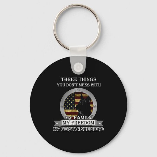 Black German Shepherd American Flag Three Things Y Sleutelhanger (Voorkant)