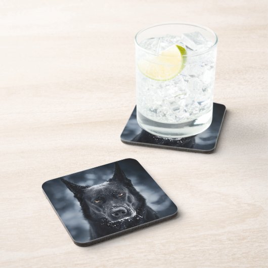 Black German Shepherd Bier Onderzetter (Rechterzijde)