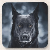 Black German Shepherd Bier Onderzetter (Voorkant)