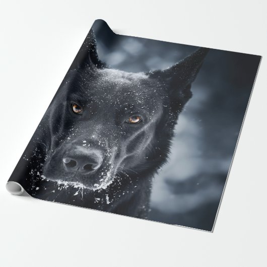 Black German Shepherd Cadeaupapier (Uitgerold)