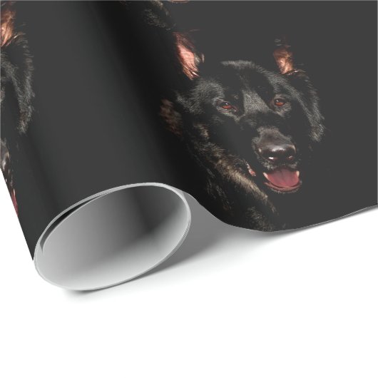 Black German Shepherd Cadeaupapier (Rol Hoek)