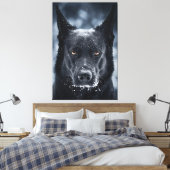 Black German Shepherd Canvas Afdruk (Insitu (Slaapkamer))