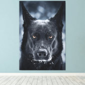 Black German Shepherd Canvas Afdruk (Insitu (Houten vloer))