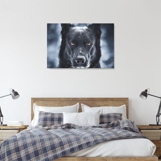 Black German Shepherd Canvas Afdruk (Insitu (Slaapkamer))