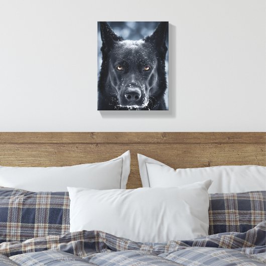 Black German Shepherd Canvas Afdruk (Insitu (Slaapkamer))