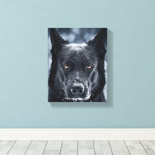 Black German Shepherd Canvas Afdruk (Insitu (Houten vloer))