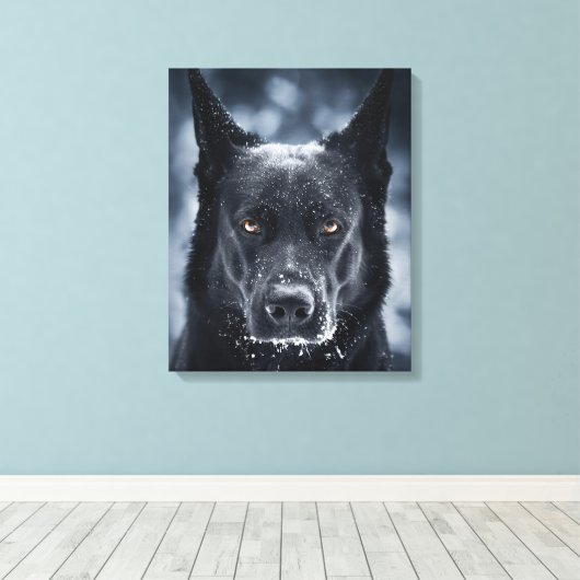 Black German Shepherd Canvas Afdruk (Insitu (Houten vloer))