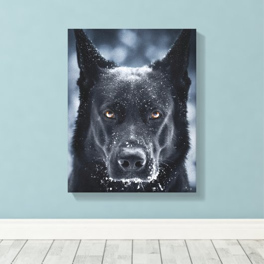Black German Shepherd Canvas Afdruk (Insitu (Houten vloer))