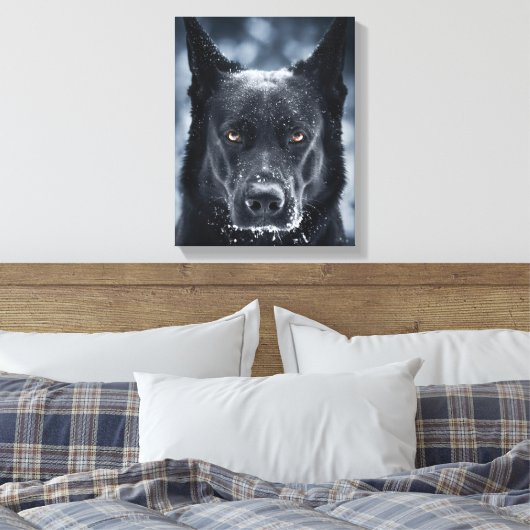 Black German Shepherd Canvas Afdruk (Insitu (Slaapkamer))