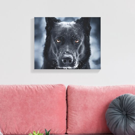 Black German Shepherd Canvas Afdruk (Insitu (Woonkamer))