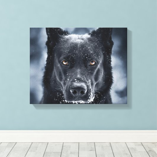 Black German Shepherd Canvas Afdruk (Insitu (Houten vloer))