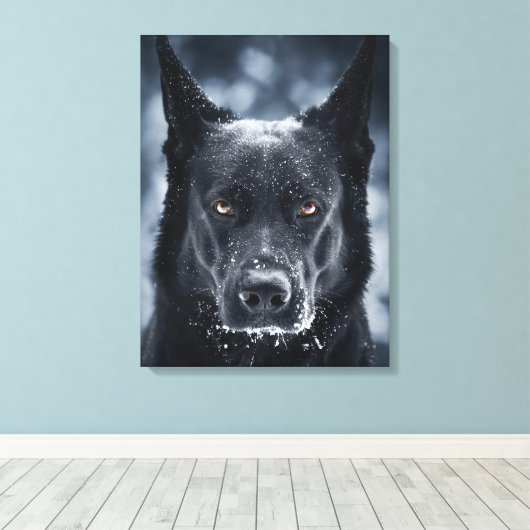 Black German Shepherd Canvas Afdruk (Insitu (Houten vloer))