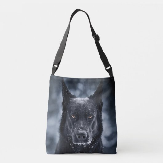 Black German Shepherd Crossbody Tas (Achterkant)