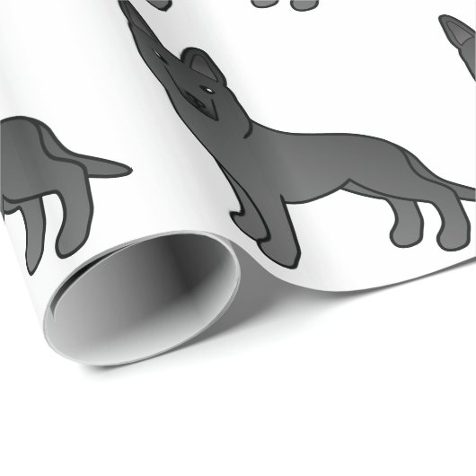 Black German Shepherd Cute Cartoon Dogs Cadeaupapier (Rol Hoek)