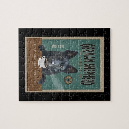 Black German Shepherd Dog Coffee Lover Legpuzzel (Horizontaal)