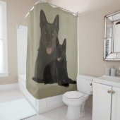 Black German Shepherd Dog - GSD Douchegordijn (In situ)