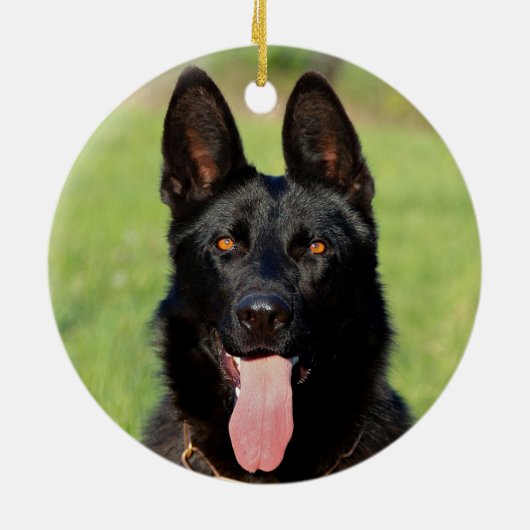 Black German Shepherd Dog - GSD Puppy Keramisch Ornament (Achterkant)