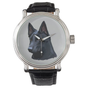 Black German Shepherd Dog Horloge