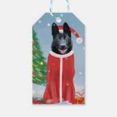 Black German Shepherd Dog in Snow-kerstcadeaus Cadeaulabel (Voorkant)