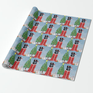 Black German Shepherd Dog in Snow-kerstcadeaus Cadeaupapier