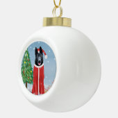 Black German Shepherd Dog in Snow-kerstcadeaus Keramische Bal Ornament (Rechts)