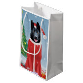 Black German Shepherd Dog in Snow-kerstcadeaus Klein Cadeauzakje (Achterkant Gekanteld)