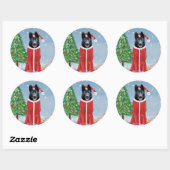 Black German Shepherd Dog in Snow-kerstcadeaus Ronde Sticker (Vel)