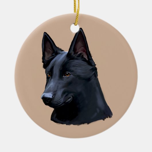 Black German Shepherd Dog Keramisch Ornament (Voorkant)