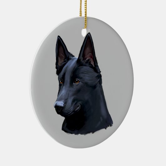 Black German Shepherd Dog Keramisch Ornament (Rechts)