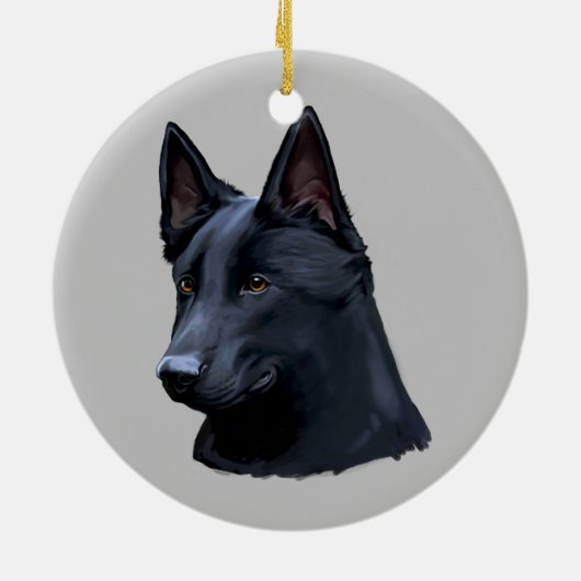 Black German Shepherd Dog Keramisch Ornament (Achterkant)