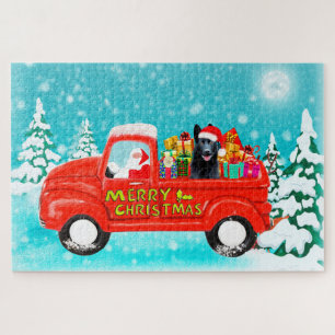 Black German Shepherd Dog kerstbezorging Truck Legpuzzel