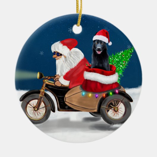 Black German Shepherd Dog kerstkerstkerstkerstkers Keramisch Ornament (Voorkant)