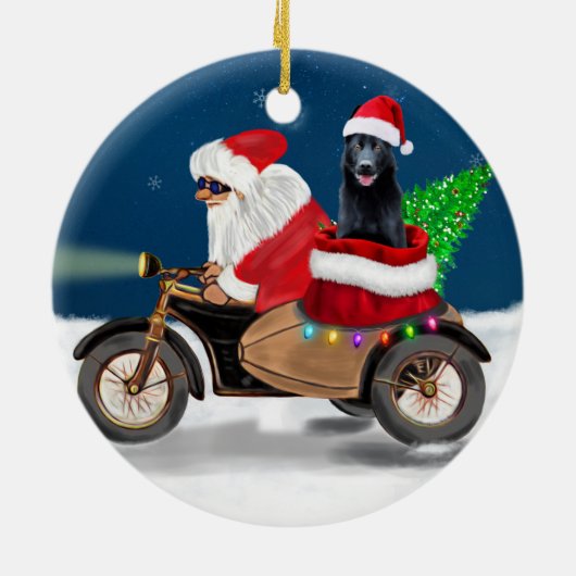 Black German Shepherd Dog kerstkerstkerstkerstkers Keramisch Ornament (Achterkant)