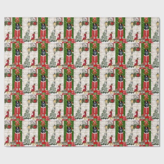Black German Shepherd Dog Kerstmis Cadeaupapier (Vlak)