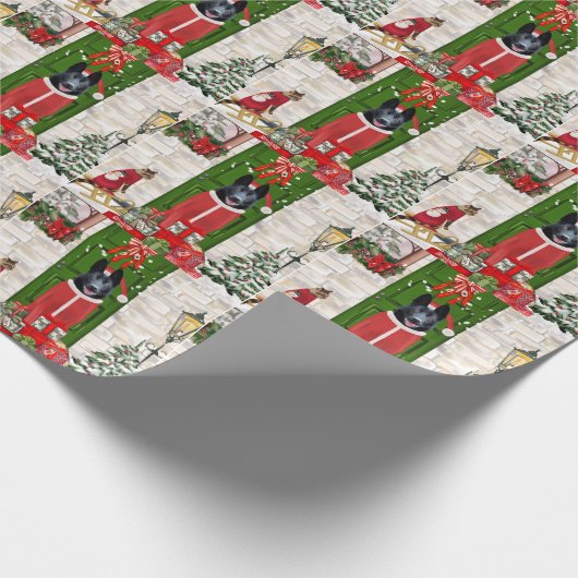Black German Shepherd Dog Kerstmis Cadeaupapier (Hoek)